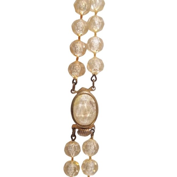 Vintage Unsigned Double Strand Acrylic Faceted Beaded Necklace 22"  Box Clasp - Picture 2 of 6